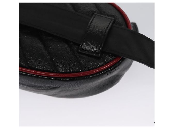 GUCCI GG Marmont Bolsa de cintura Couro Preto Vermelho Auth bs22241V - vista 17