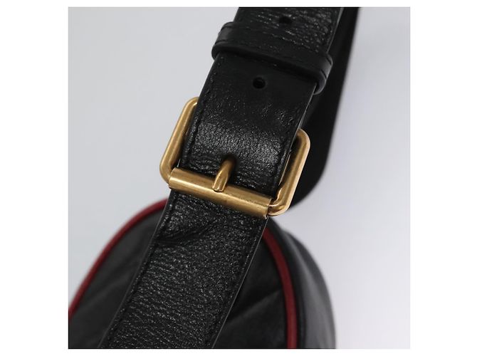 GUCCI GG Marmont Bolsa de cintura Couro Preto Vermelho Auth bs22241V - vista 18
