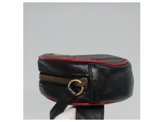 GUCCI GG Marmont Bolsa de cintura Couro Preto Vermelho Auth bs22241V - vista 4