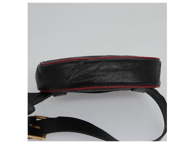 GUCCI GG Marmont Bolsa de cintura Couro Preto Vermelho Auth bs22241V - vista 5