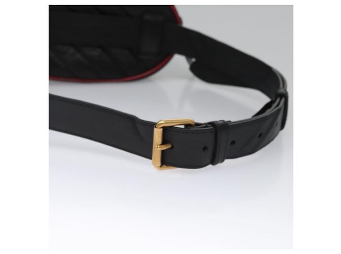 GUCCI GG Marmont Bolsa de cintura Couro Preto Vermelho Auth bs22241V - vista 7