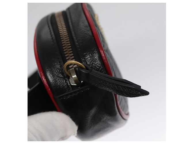 GUCCI GG Marmont Bolsa de cintura Couro Preto Vermelho Auth bs22241V - vista 9