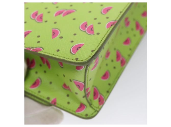 Saffiano PRADA Borsa a Spalla Anguria in Pelle Safiano Verde Auth 113168V - vista 16
