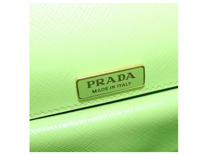 Saffiano PRADA Borsa a Spalla Anguria in Pelle Safiano Verde Auth 113168V - vista 18
