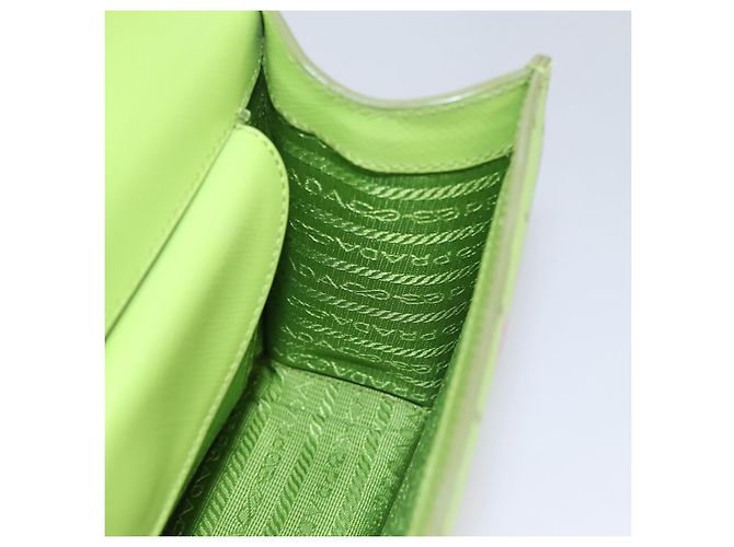 Saffiano PRADA Borsa a Spalla Anguria in Pelle Safiano Verde Auth 113168V - vista 19