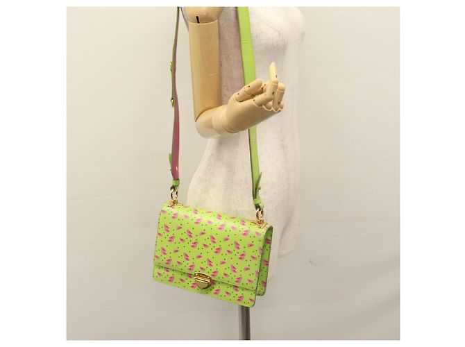 Saffiano PRADA Borsa a Spalla Anguria in Pelle Safiano Verde Auth 113168V - vista 22
