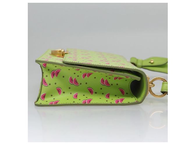 Saffiano PRADA Borsa a Spalla Anguria in Pelle Safiano Verde Auth 113168V - vista 3