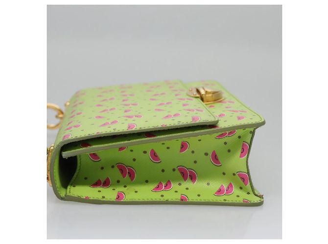 Saffiano PRADA Borsa a Spalla Anguria in Pelle Safiano Verde Auth 113168V - vista 4