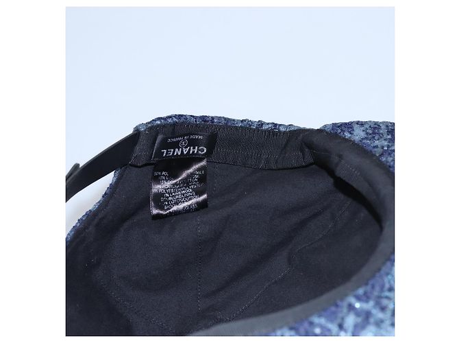 CHANEL Cappello Tweed Blu Auth bs23546V - vista 10