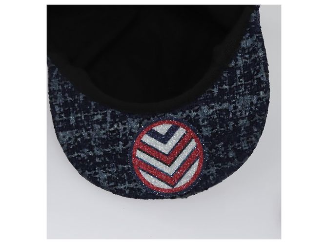 CHANEL Cappello Tweed Blu Auth bs23546V - vista 11
