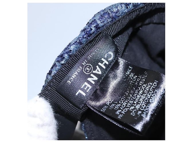 CHANEL Cappello Tweed Blu Auth bs23546V - vista 12