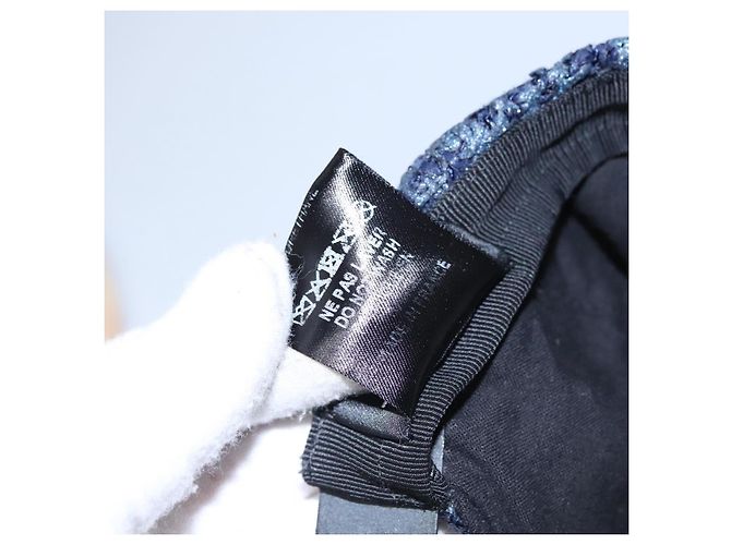 CHANEL Cappello Tweed Blu Auth bs23546V - vista 14