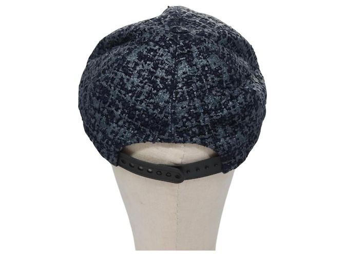 CHANEL Cappello Tweed Blu Auth bs23546V - vista 2