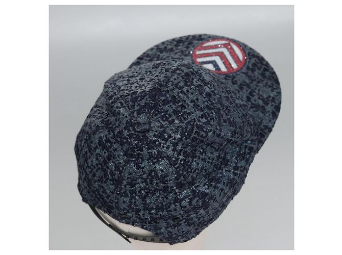 CHANEL Cappello Tweed Blu Auth bs23546V - vista 6