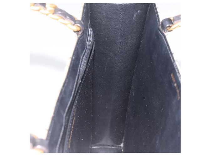 CHANEL Borsa a Mano Choco Bar con Catena in Pelle Smaltata Beige CC Auth bs23554V - vista 19