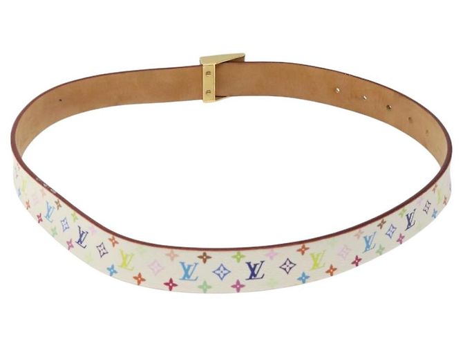 LOUIS VUITTON Monogramm Multicolor Quadratgürtel Weiß M9270U Auth EC172V - Ansicht 3