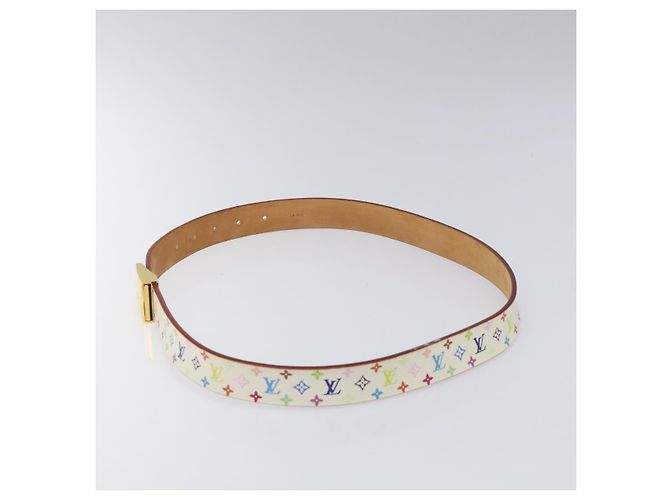 LOUIS VUITTON Monogramm Multicolor Quadratgürtel Weiß M9270U Auth EC172V - Ansicht 4