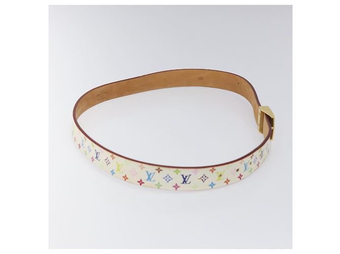 LOUIS VUITTON Monogramm Multicolor Quadratgürtel Weiß M9270U Auth EC172V - Ansicht 5