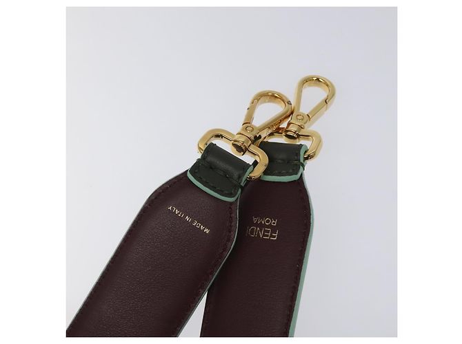 FENDI Correa de Hombro de Cuero Verde Dorado Auth MY143V - vista 10