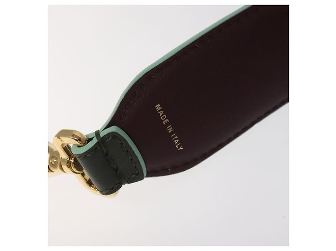 FENDI Correa de Hombro de Cuero Verde Dorado Auth MY143V - vista 7