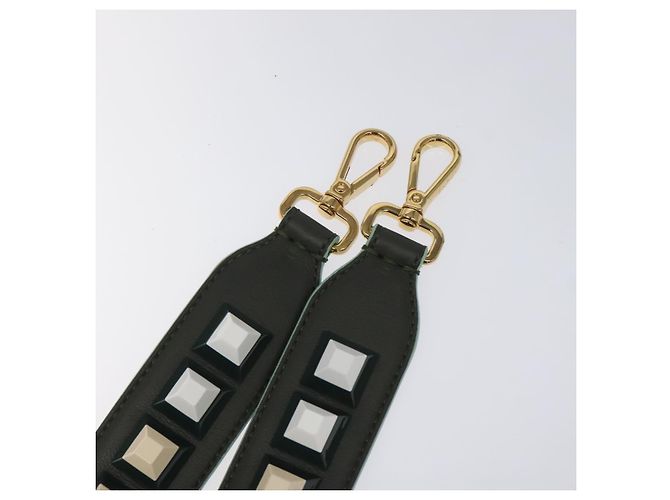 FENDI Correa de Hombro de Cuero Verde Dorado Auth MY143V - vista 9