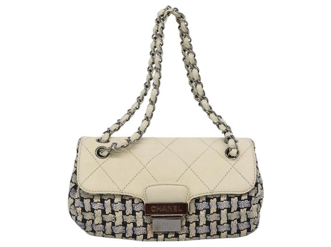 Borsa a Spalla CHANEL con Catena Tweed Blu CC Auth BD1099V - vista 13