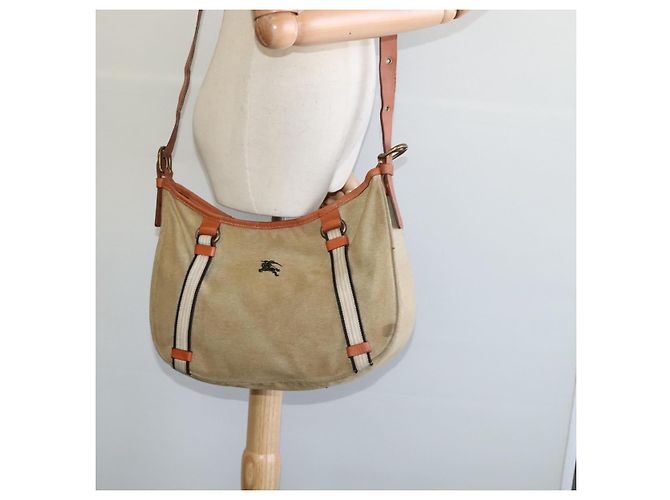 Borsa a Spalla Burberry Blue Label in Tela Beige Oro Auth bs23029 D'oro - vista 20