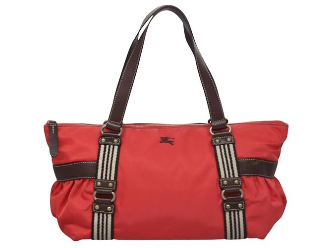BURBERRY Blue Label Tote Bag Nylon Rot Auth ti2825 - Ansicht 2