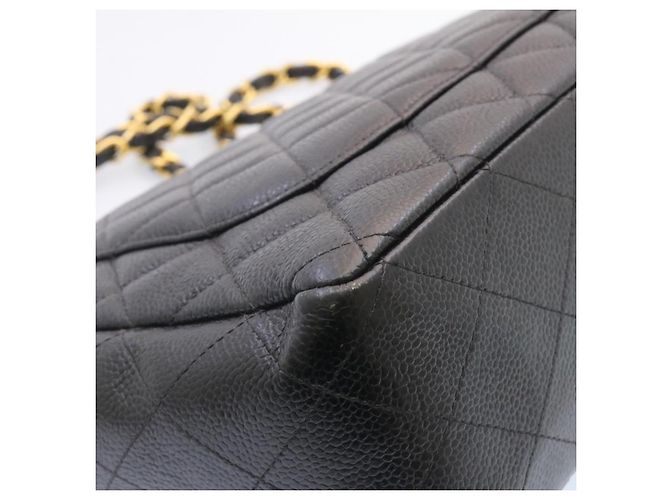 CHANEL Grande Borsa Matelassé 34 con Catena in Pelle Caviar Nera Oro CC Auth 25984SA Nero D'oro - vista 15