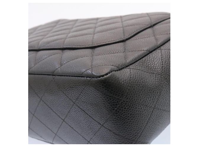 CHANEL Grande Borsa Matelassé 34 con Catena in Pelle Caviar Nera Oro CC Auth 25984SA Nero D'oro - vista 16