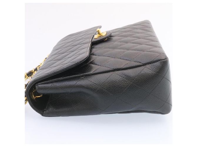CHANEL Grande Borsa Matelassé 34 con Catena in Pelle Caviar Nera Oro CC Auth 25984SA Nero D'oro - vista 3