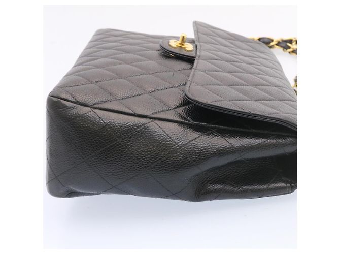 CHANEL Grande Borsa Matelassé 34 con Catena in Pelle Caviar Nera Oro CC Auth 25984SA Nero D'oro - vista 4