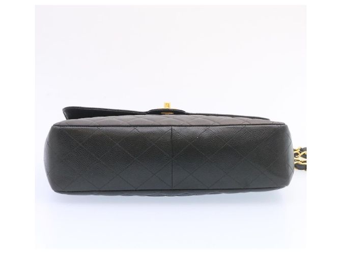 CHANEL Grande Borsa Matelassé 34 con Catena in Pelle Caviar Nera Oro CC Auth 25984SA Nero D'oro - vista 5
