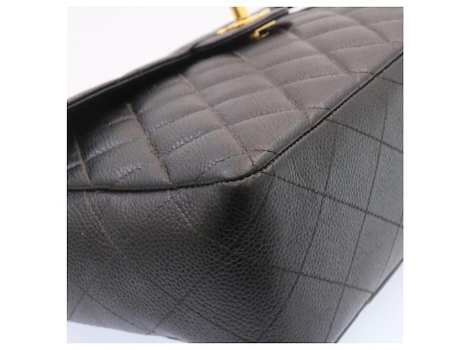CHANEL Grande Borsa Matelassé 34 con Catena in Pelle Caviar Nera Oro CC Auth 25984SA Nero D'oro - vista 8