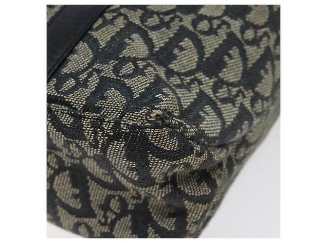 Christian Dior Trotter Canvas Handtasche Navy Gold Auth 124422 Golden Marineblau - Ansicht 12