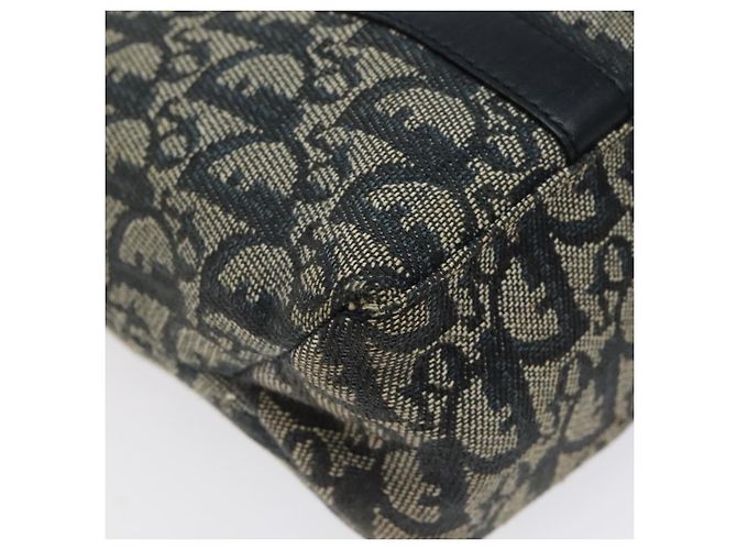 Christian Dior Trotter Canvas Handtasche Navy Gold Auth 124422 Golden Marineblau - Ansicht 13