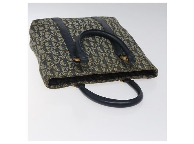 Christian Dior Trotter Canvas Handtasche Navy Gold Auth 124422 Golden Marineblau - Ansicht 6