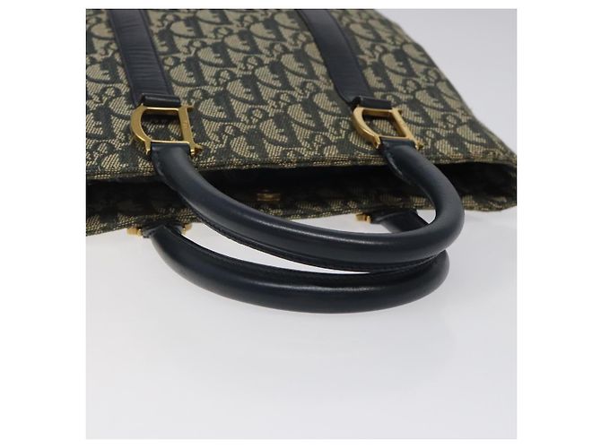 Christian Dior Trotter Canvas Handtasche Navy Gold Auth 124422 Golden Marineblau - Ansicht 7