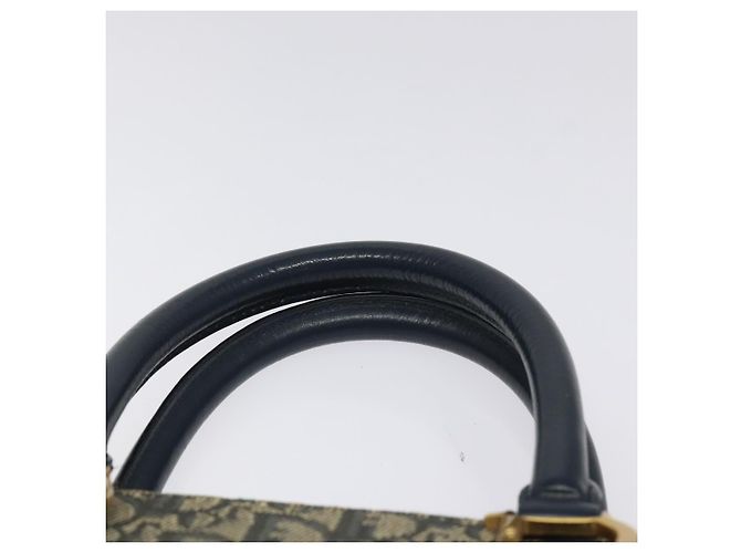 Christian Dior Trotter Canvas Handtasche Navy Gold Auth 124422 Golden Marineblau - Ansicht 8