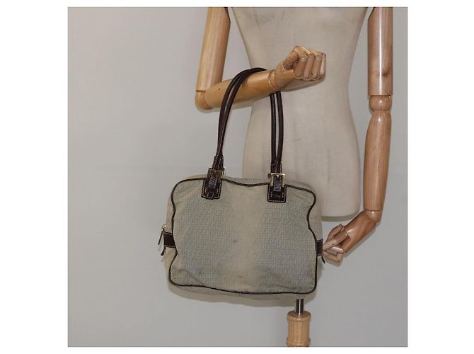 Borsa a Spalla in Tela Zucchino FENDI Blu Oro Auth 124324 D'oro - vista 22