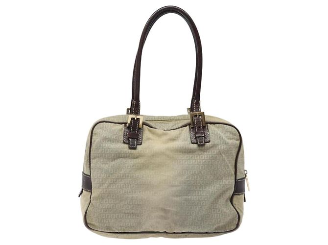 Borsa a Spalla in Tela Zucchino FENDI Blu Oro Auth 124324 D'oro - vista 3