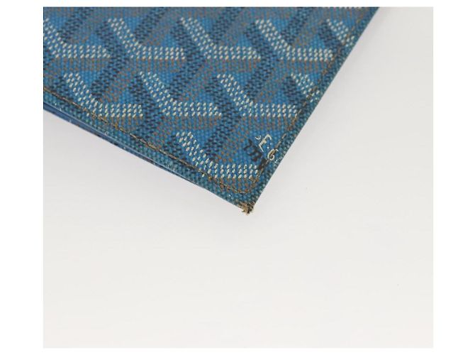 GOYARD Funda de Nota Herringbone PVC Cuero Azul Auth 124792 - vista 11