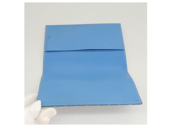 GOYARD Funda de Nota Herringbone PVC Cuero Azul Auth 124792 - vista 12
