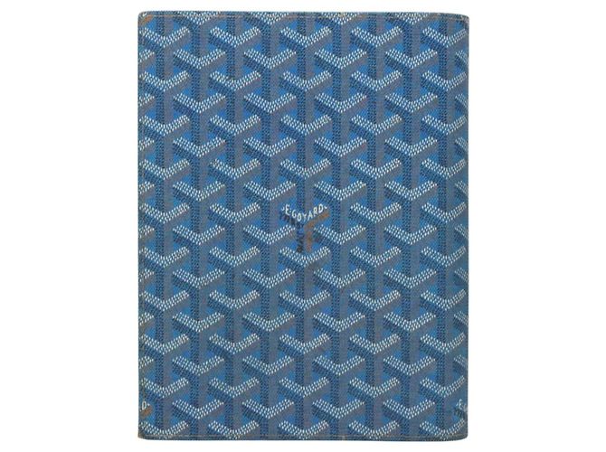 GOYARD Funda de Nota Herringbone PVC Cuero Azul Auth 124792 - vista 2