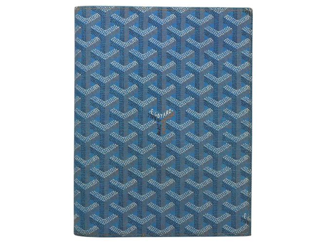 GOYARD Funda de Nota Herringbone PVC Cuero Azul Auth 124792 - vista 3