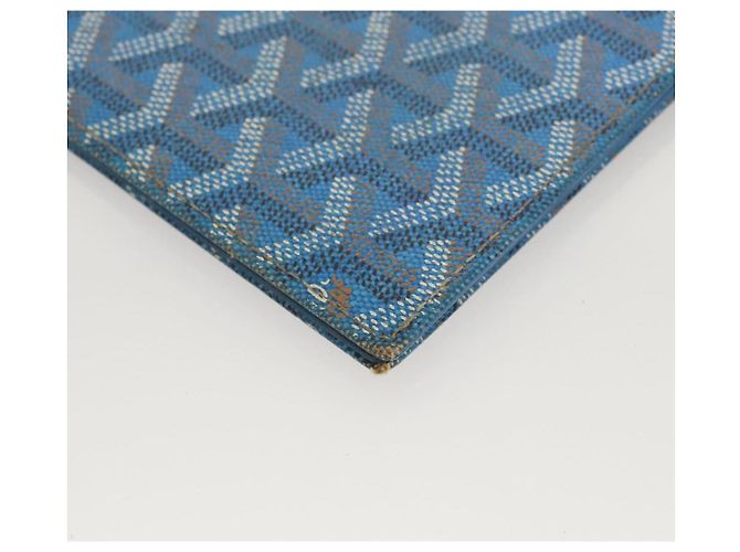 GOYARD Funda de Nota Herringbone PVC Cuero Azul Auth 124792 - vista 8