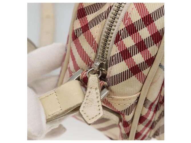 Borsa a spalla in nylon Burberry Nova Check Blue Label bianca Auth ti2846 Bianco - vista 10