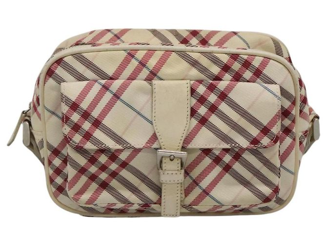 Borsa a spalla in nylon Burberry Nova Check Blue Label bianca Auth ti2846 Bianco - vista 13