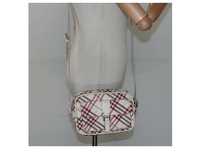 Borsa a spalla in nylon Burberry Nova Check Blue Label bianca Auth ti2846 Bianco - vista 22
