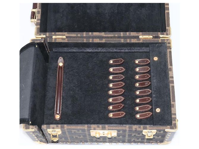 FENDI Zucca Canvas Schmuckkoffer Schmuckbox Schwarz Braun Auth 113789SV - Ansicht 12